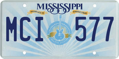 MS license plate MCI577