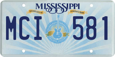 MS license plate MCI581