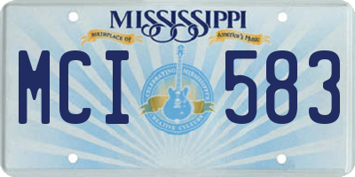 MS license plate MCI583