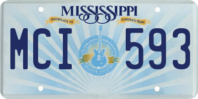 MS license plate MCI593