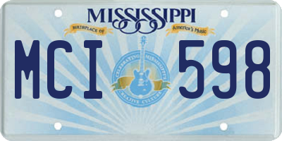 MS license plate MCI598