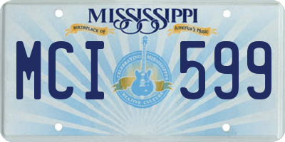 MS license plate MCI599