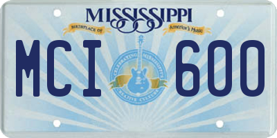 MS license plate MCI600