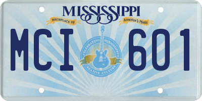 MS license plate MCI601