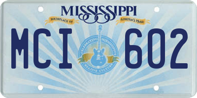 MS license plate MCI602