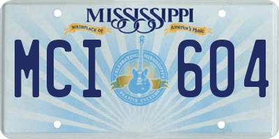 MS license plate MCI604