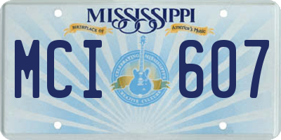 MS license plate MCI607