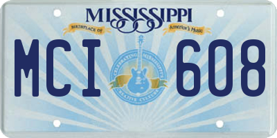 MS license plate MCI608