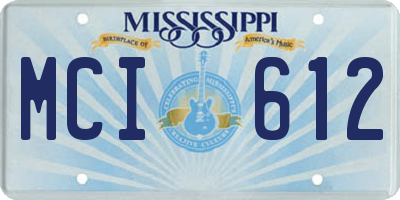 MS license plate MCI612