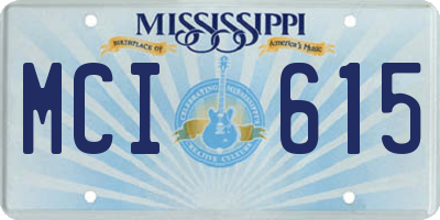 MS license plate MCI615