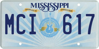 MS license plate MCI617
