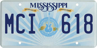 MS license plate MCI618
