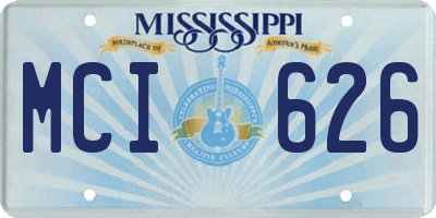 MS license plate MCI626