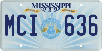MS license plate MCI636