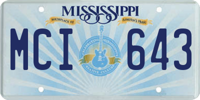 MS license plate MCI643