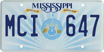 MS license plate MCI647