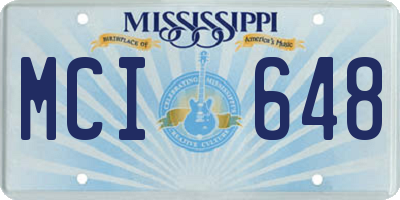MS license plate MCI648