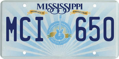 MS license plate MCI650