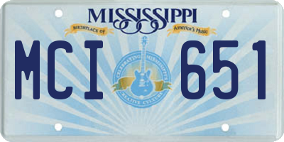 MS license plate MCI651
