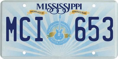 MS license plate MCI653