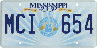 MS license plate MCI654