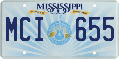 MS license plate MCI655