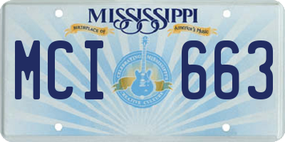 MS license plate MCI663