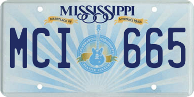 MS license plate MCI665
