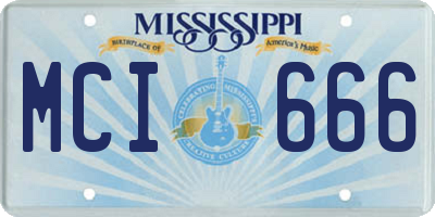 MS license plate MCI666