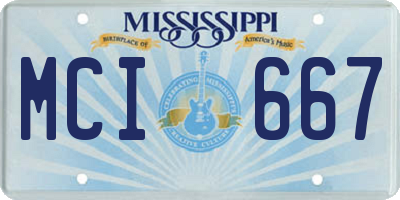 MS license plate MCI667