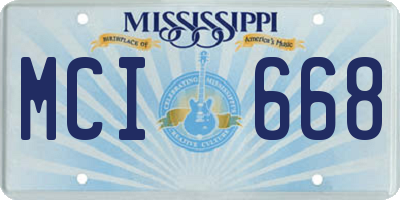 MS license plate MCI668