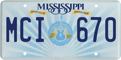 MS license plate MCI670
