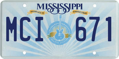 MS license plate MCI671
