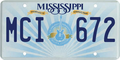 MS license plate MCI672