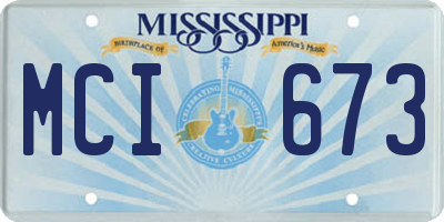 MS license plate MCI673