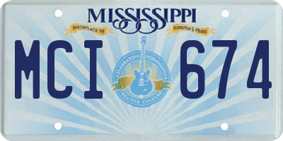 MS license plate MCI674