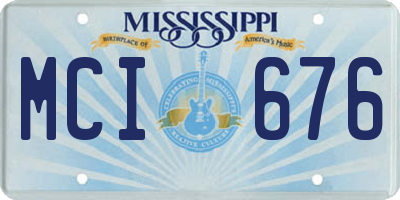 MS license plate MCI676