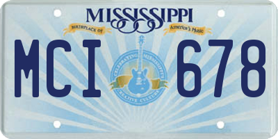 MS license plate MCI678