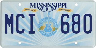 MS license plate MCI680