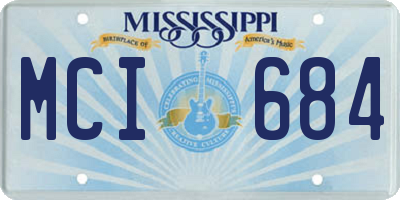 MS license plate MCI684