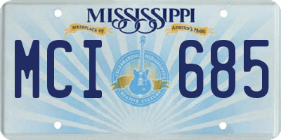 MS license plate MCI685