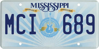 MS license plate MCI689