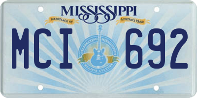 MS license plate MCI692