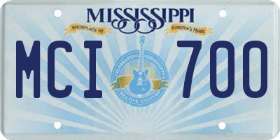 MS license plate MCI700