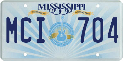 MS license plate MCI704