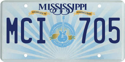 MS license plate MCI705