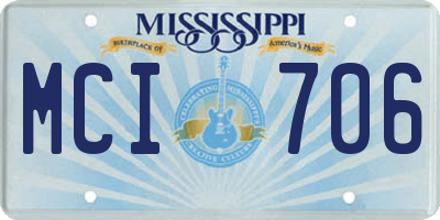 MS license plate MCI706