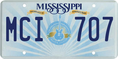 MS license plate MCI707