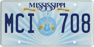 MS license plate MCI708
