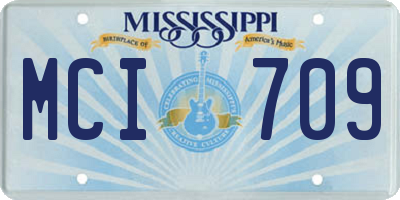 MS license plate MCI709